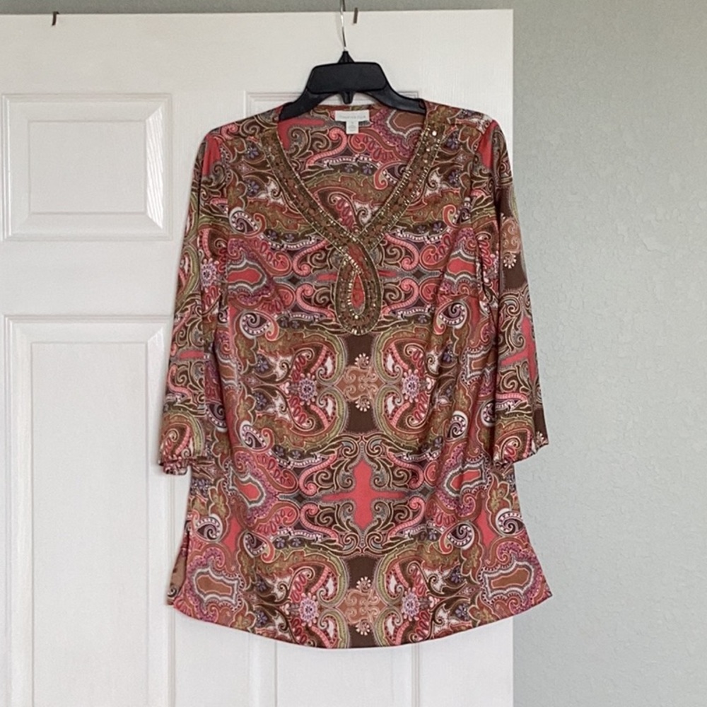 Beaded, 3/4 sleeve tunic.